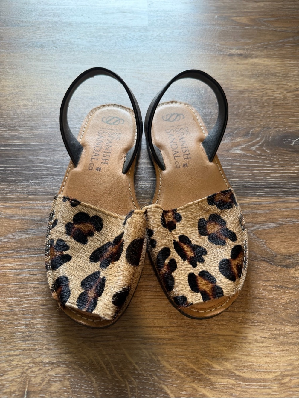 Leopard Print Slingback Sandals - Tan/Black